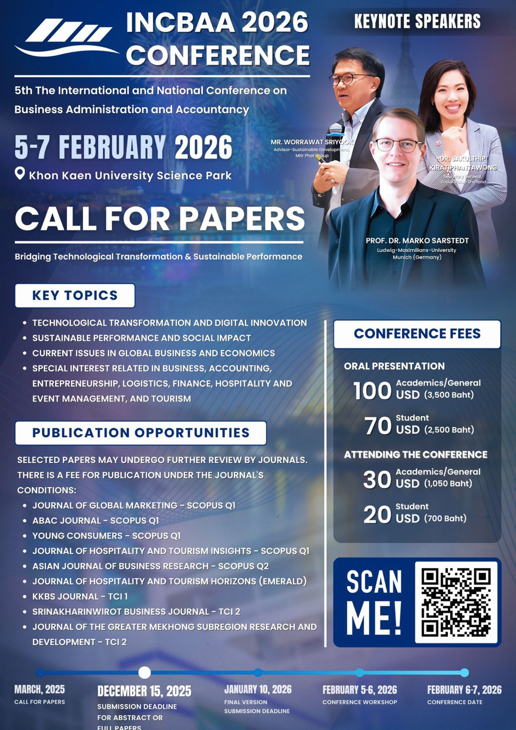 มหาวิทยาลัยขอนแก่น ขอเชิญส่งบทความเพื่อนำเสนอในการประชุมวิชาการระดับนานาชาติและระดับชาติ The 5th International and National Conference on Business Administration and Accountancy (INCBAA 2026)