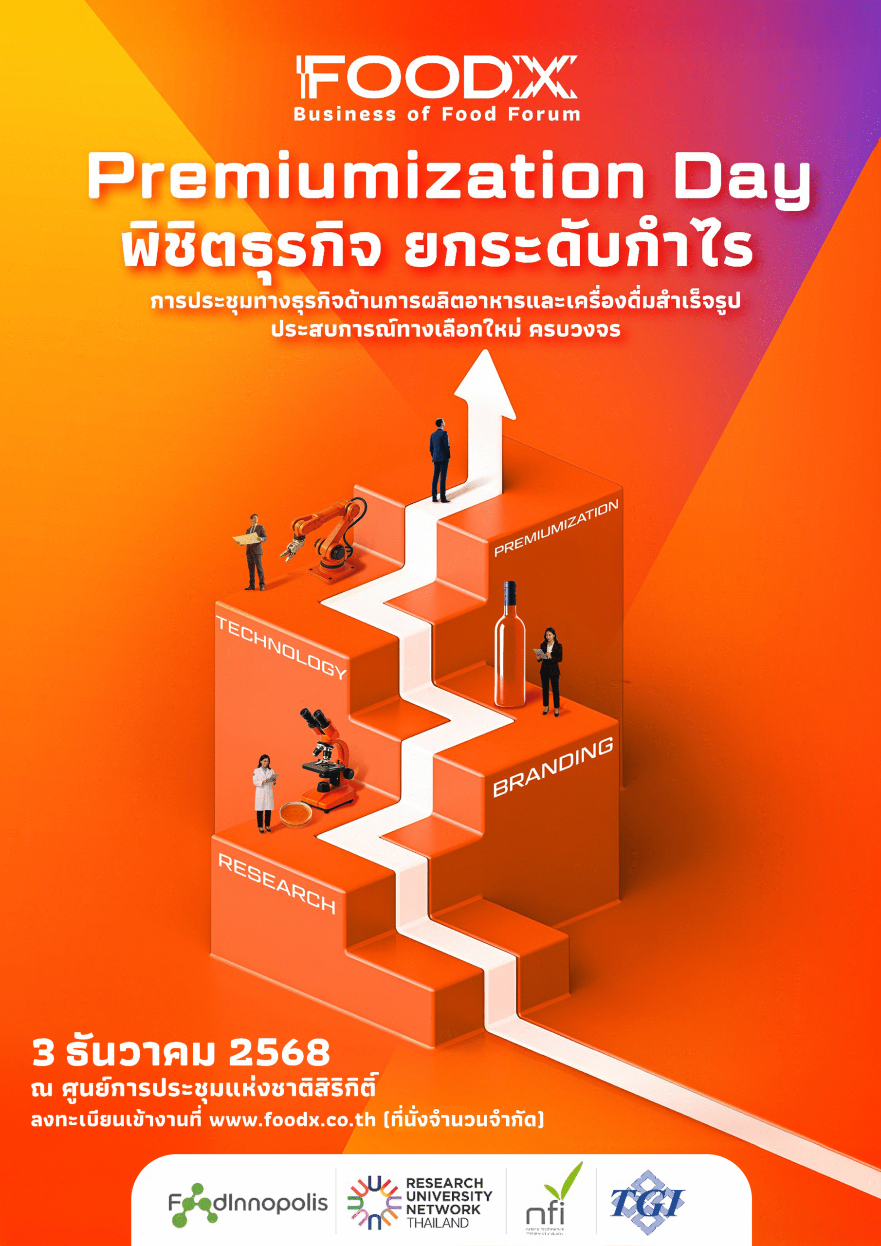 เครือข่ายพันธมิตรมหาวิทยาลัยเพื่อการวิจัย (Research University Network Thailand : RUN) ขอเชิญชวนเข้าร่วมกิจกรรม Table Talk – R&D For Growth  ภายในงาน FoodX – Business of Food Forum: Premiumisation Day 2025